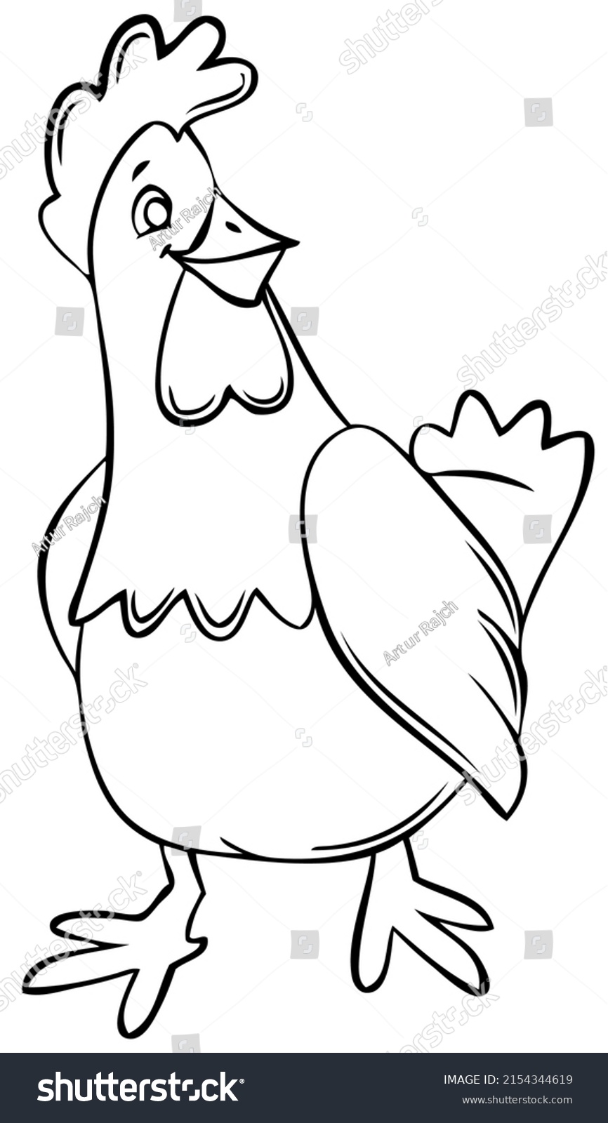 Hen Element Coloring Page Cartoon Style Stock Vector (Royalty Free ...