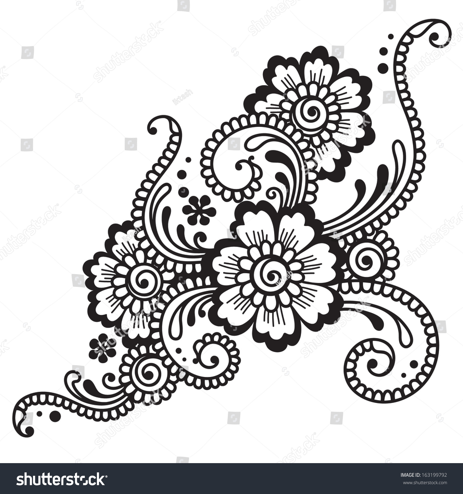 Henna Ornament Stock Vector (Royalty Free) 163199792