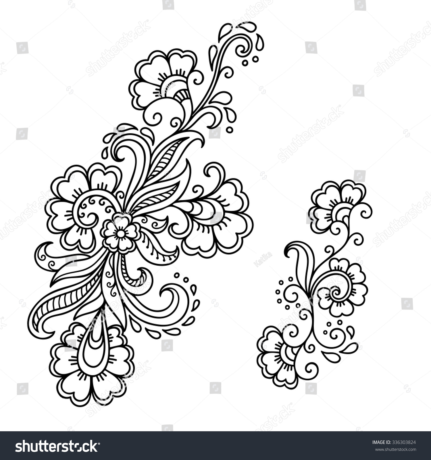 Henna Tattoo Flower Template.Mehndi. Stock Vector 336303824 : Shutterstock