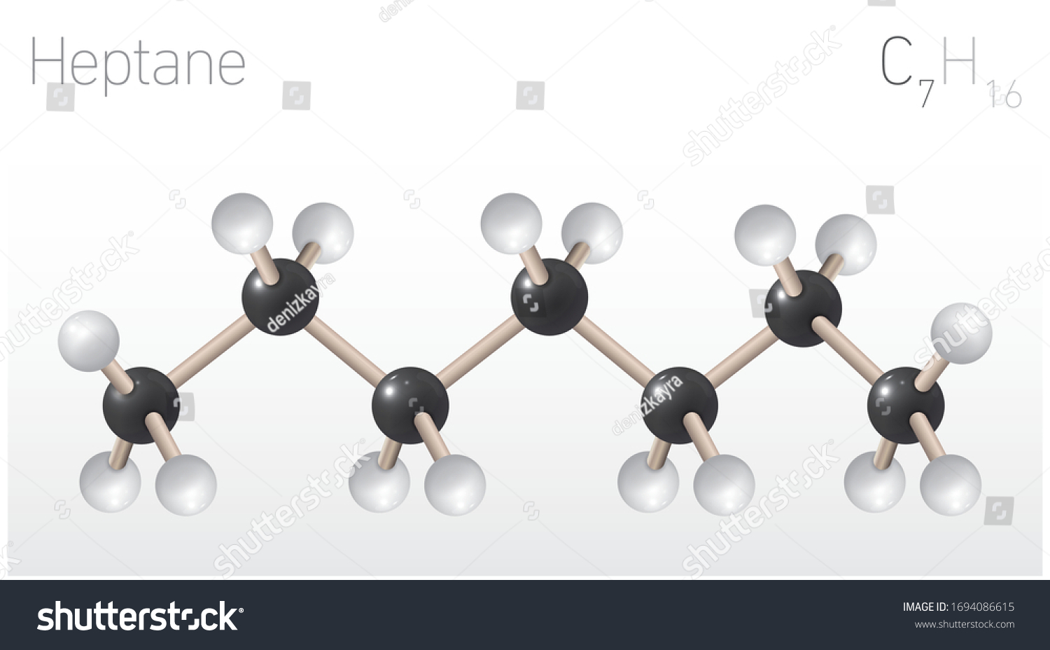 Heptane C7h16 Structural Chemical Formula Molecule Stock Vector
