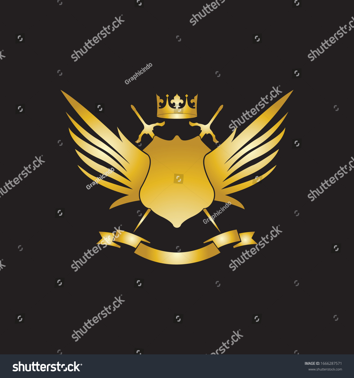 Heraldic Composition Crown Swords Wings Shield Stock Vector (Royalty ...