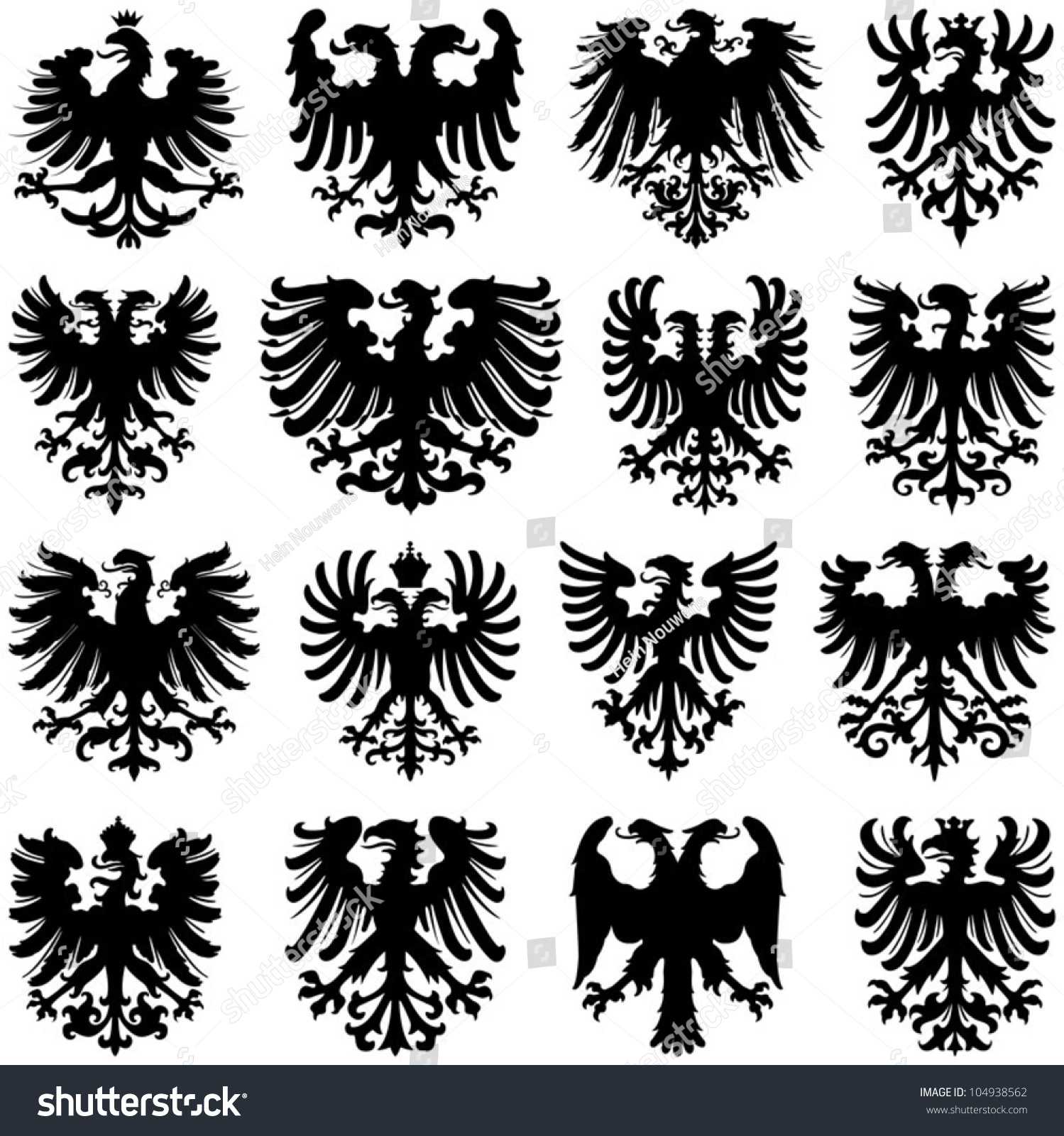 Heraldic Eagle Collection Vector Silhouette Stock Vector 104938562 ...