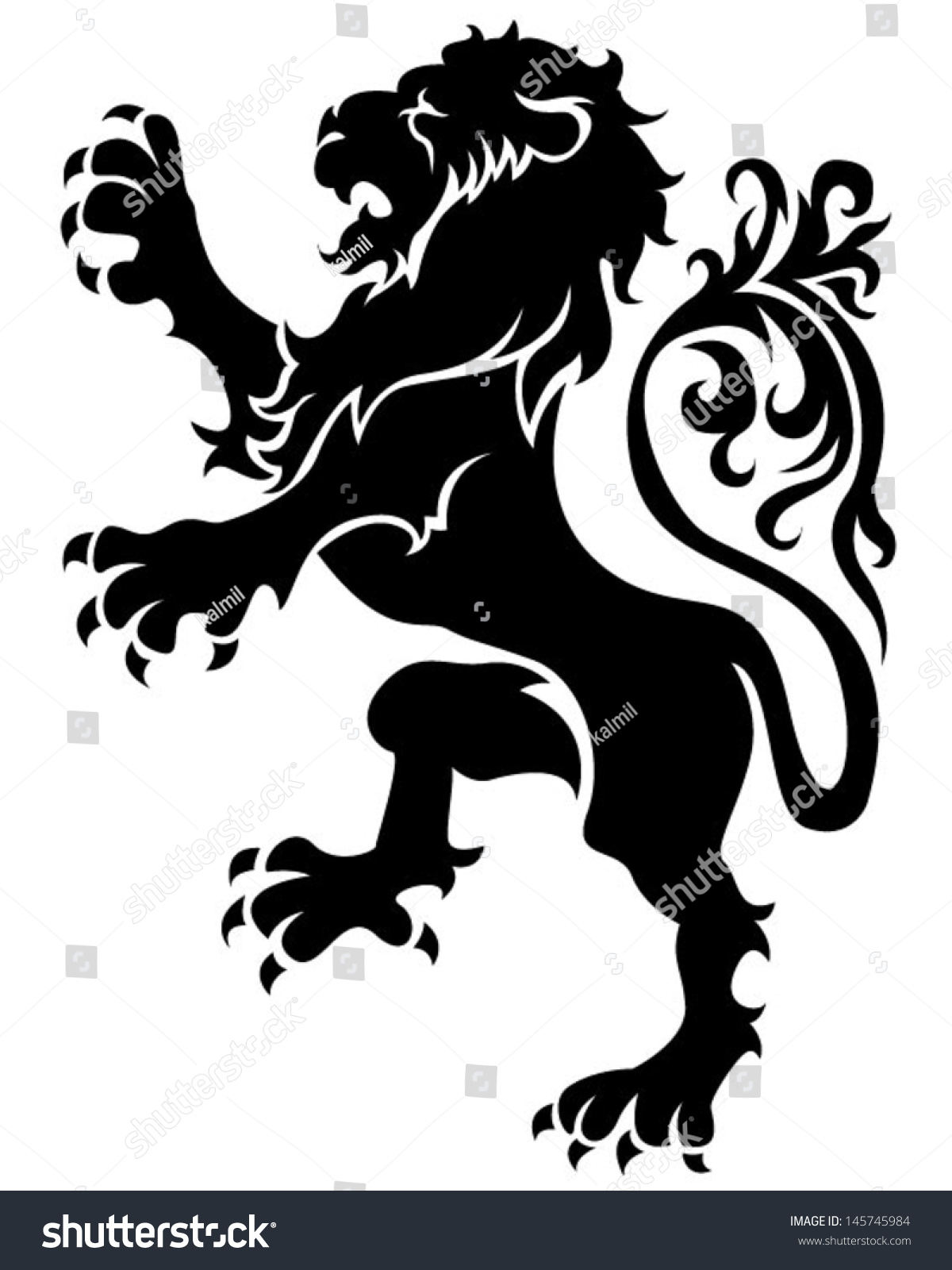 Heraldic Lion Stock Vector 145745984 - Shutterstock