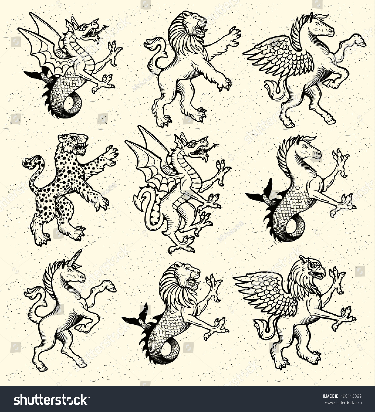 Heraldic Monsters. Vector Illustration. - 498115399 : Shutterstock