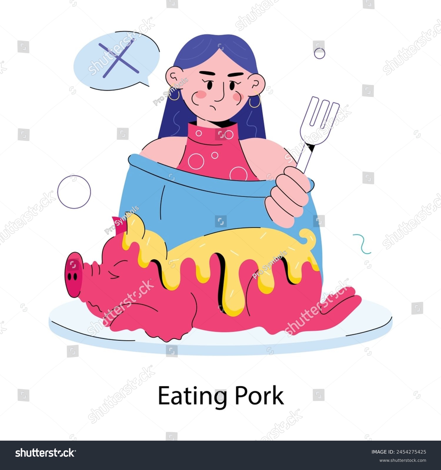 SVG of Here is a doodle mini illustration of eating pork taboo  svg