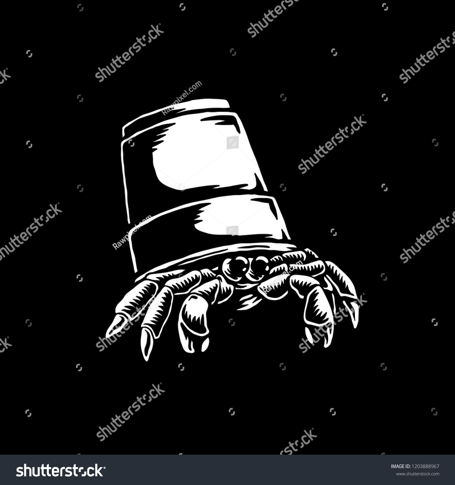 SVG of Hermit crab in plastic bucket illustration svg