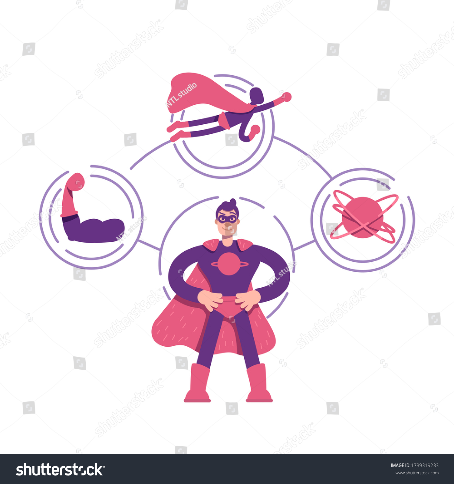 Héroe Arquetipo De Concepto Plano Ilustración: Vector De Stock (libre ...