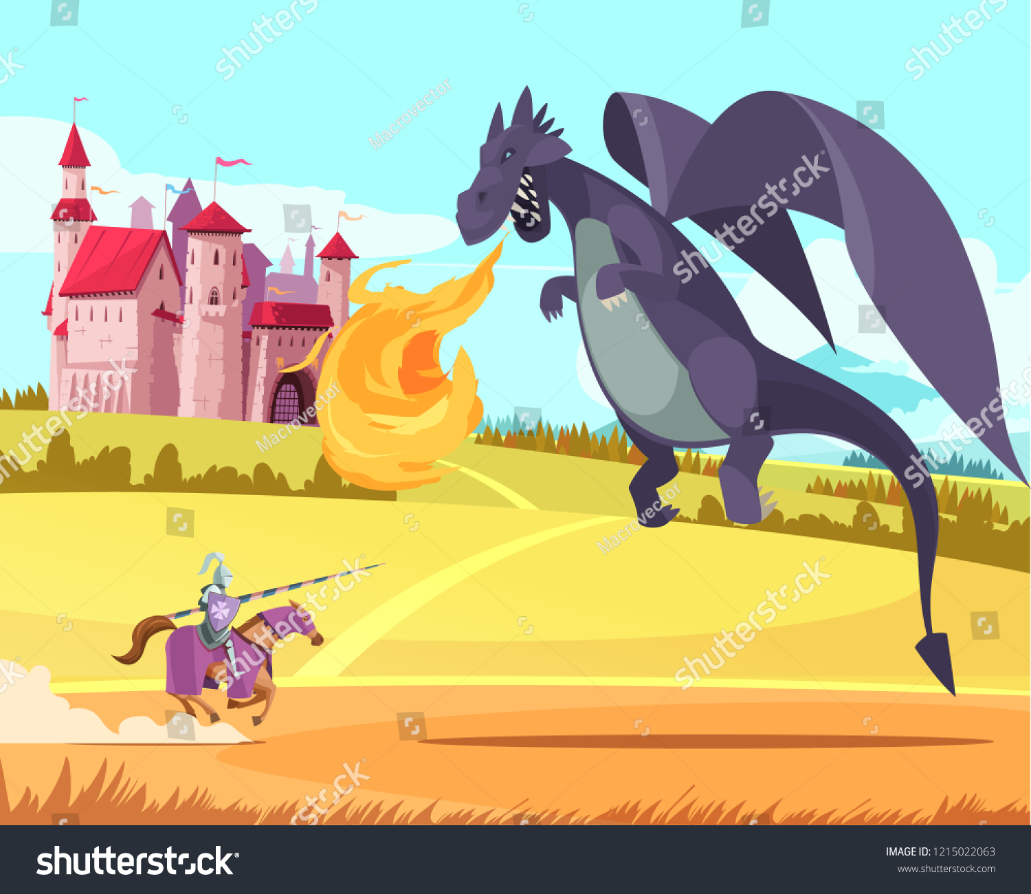 Hero Knight Ridder Fighting Fierce Huge Stock Vector (Royalty Free ...