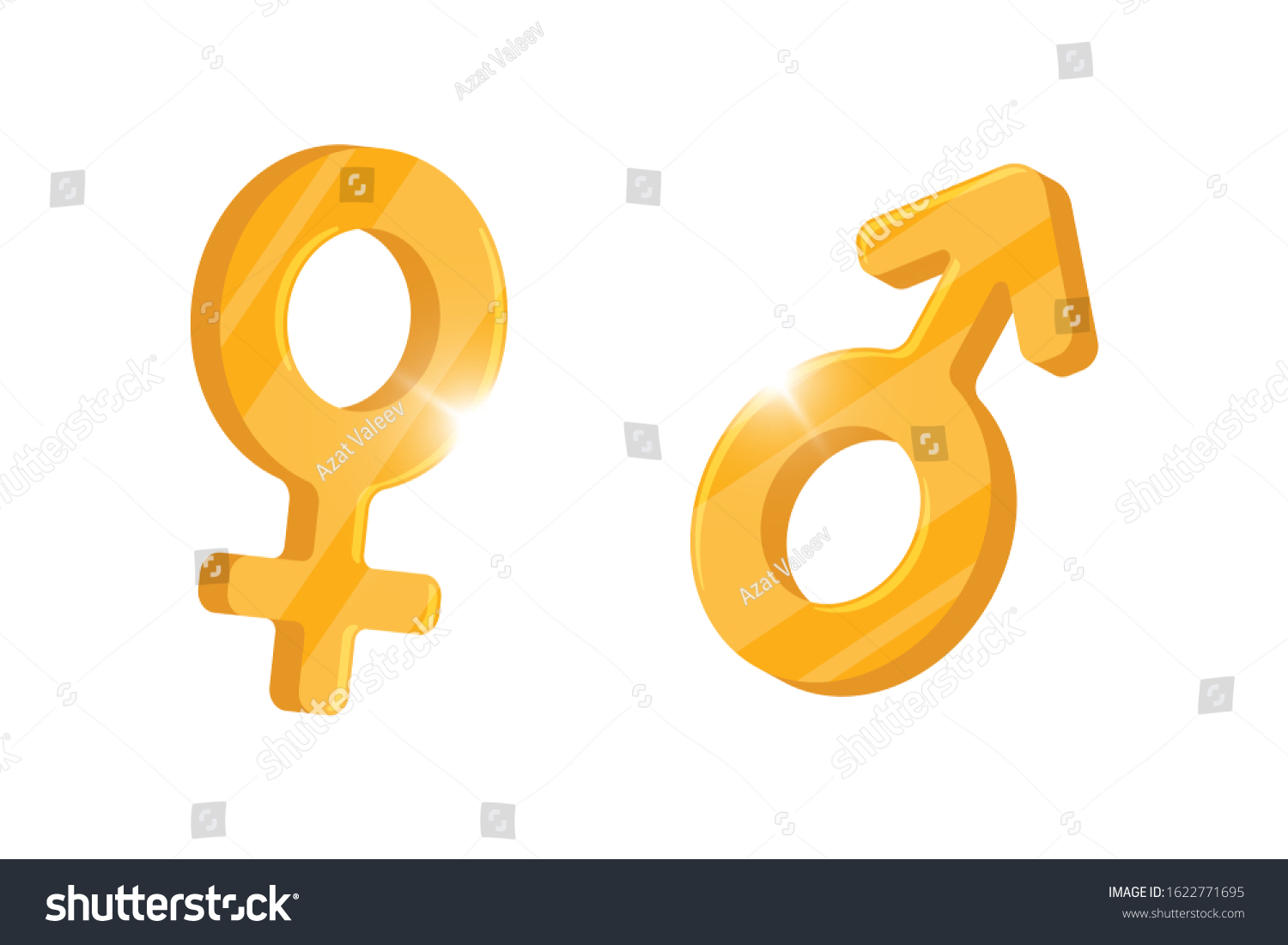 Heterosexual Gender Symbol Mars Venus Gold Stock Vector Royalty Free