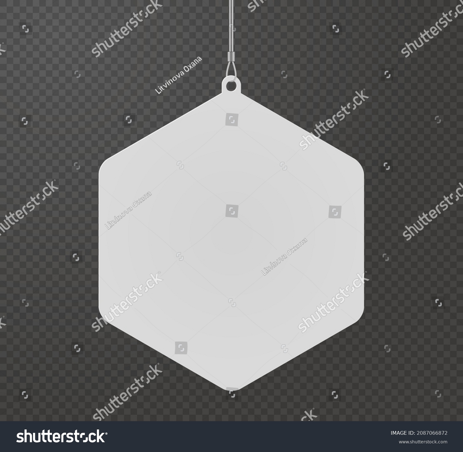 Hexagon Dangler Hanging Ceiling Realistic Mockup Stock Vector Royalty