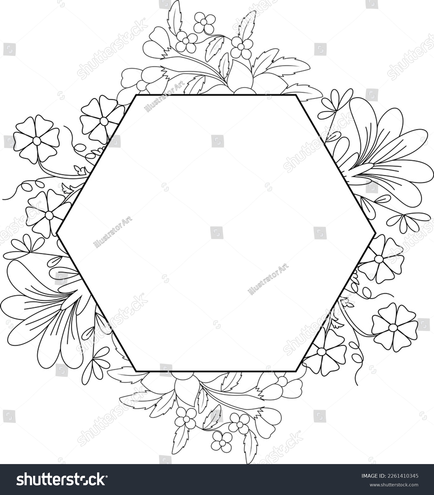 SVG of Hexagon Frame svg, Floral Frame svg, floral hexagon Frame svg