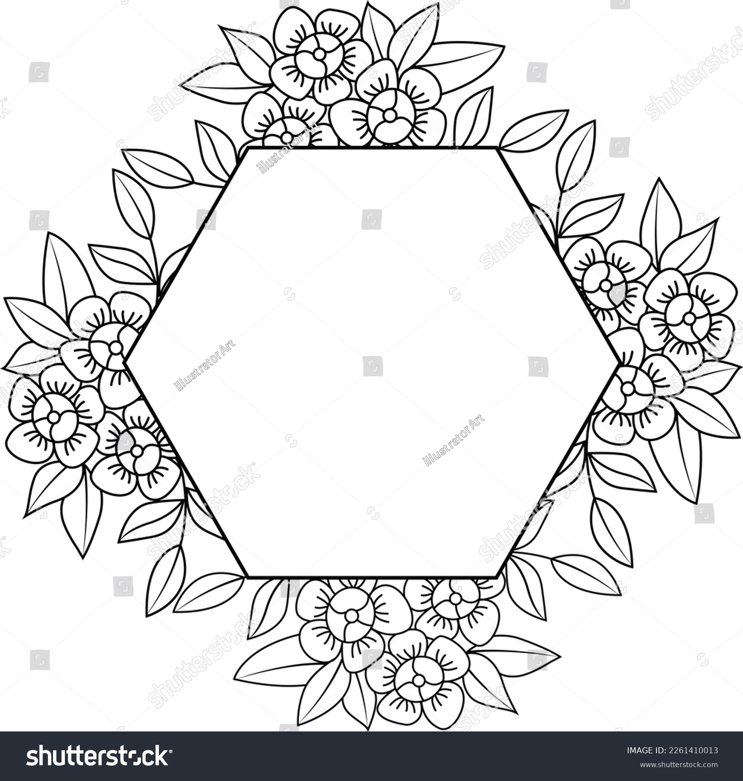 SVG of Hexagon Frame svg, Flower Monogram frame, wedding frame svg svg