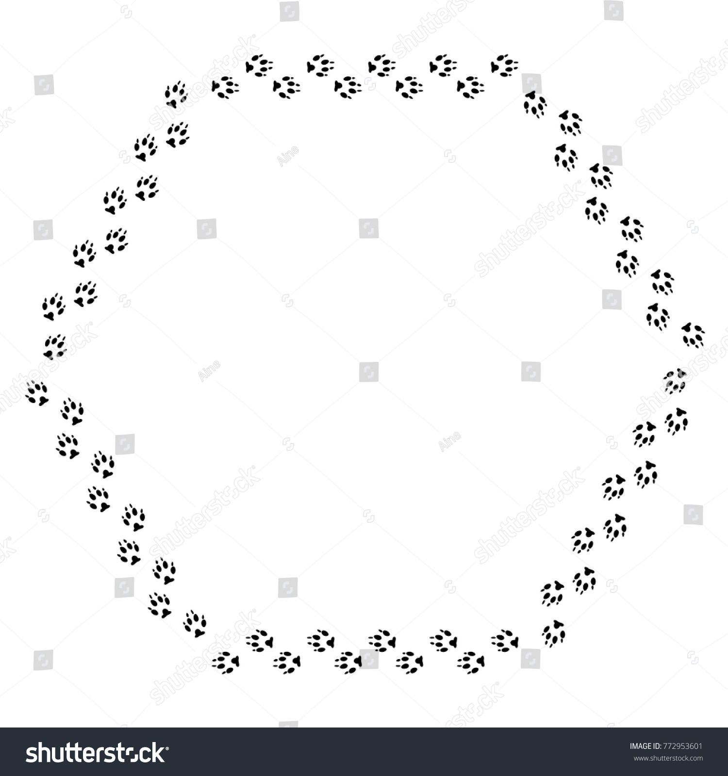 Hexagon Frame Black Dog Track Isolated Stock Vector (royalty Free 