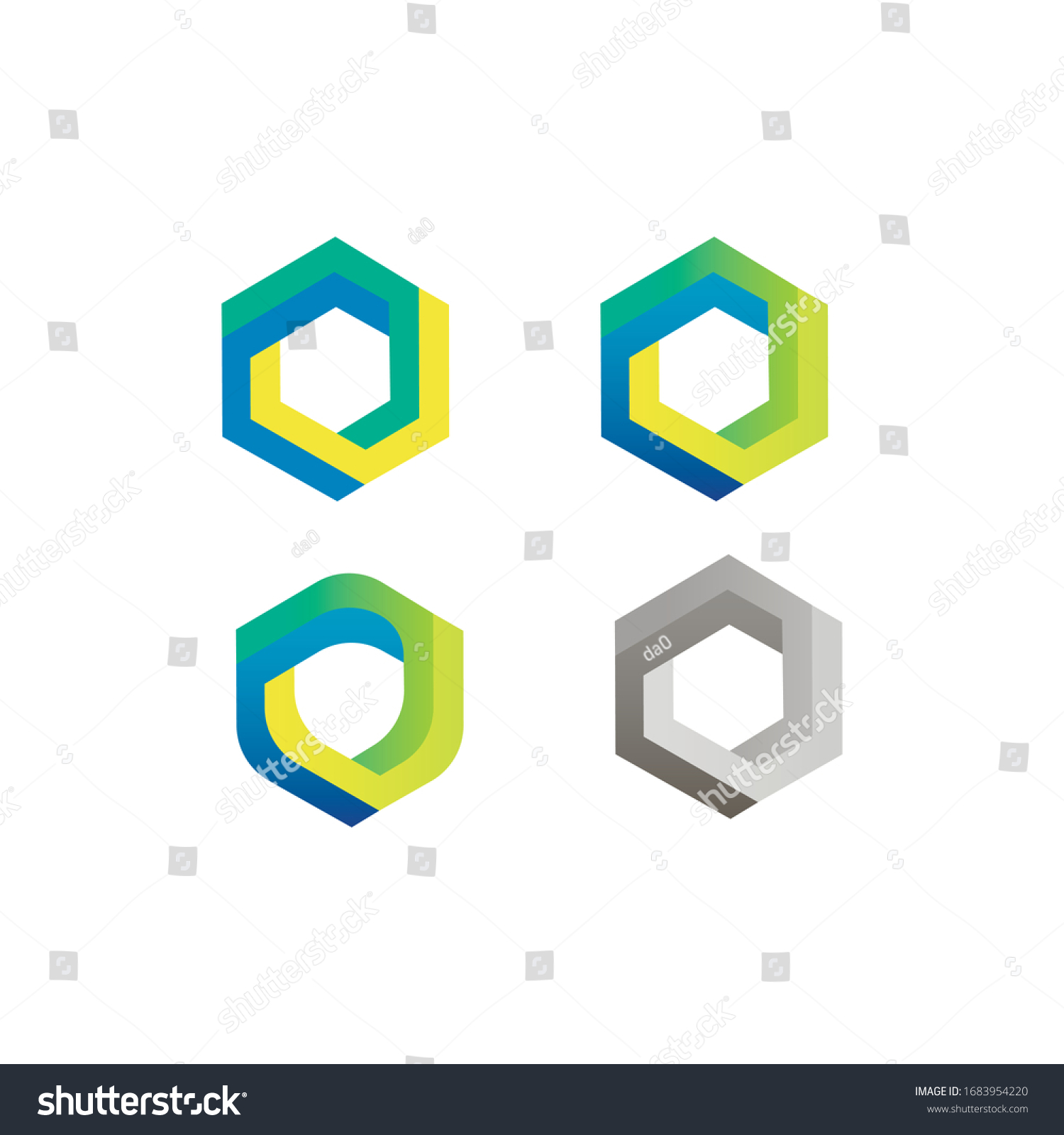 Hexagon Logos Collection Penrose Triangle Effect Stock Vector (Royalty ...