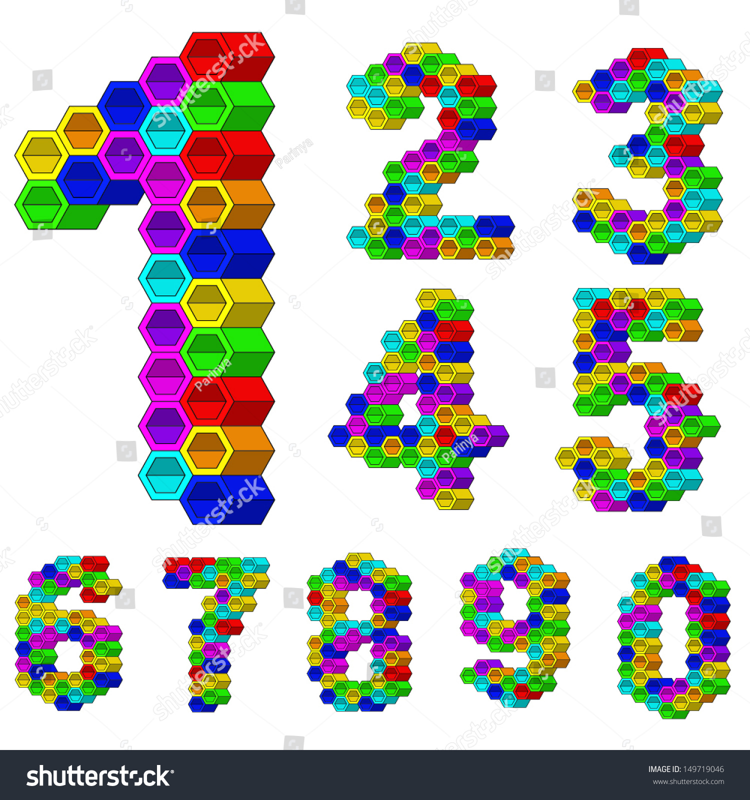 Hexagon Pattern 3d Vector Numbers - 149719046 : Shutterstock