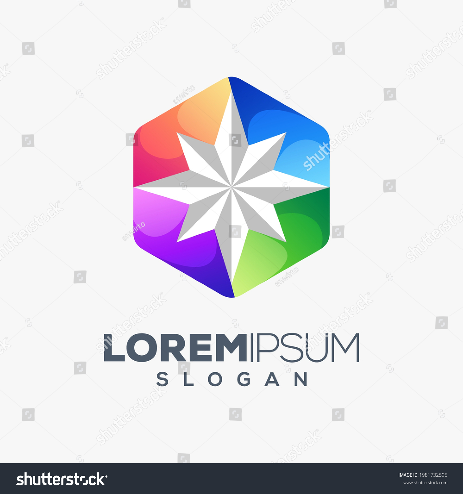 Hexagon Star Colorful Logo Design Stock Vector (Royalty Free ...