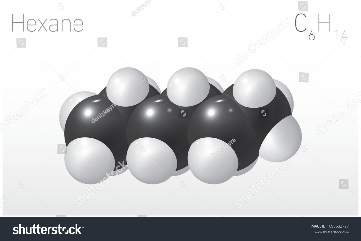 Hexane C6h14 Structural Chemical Formula Molecule Stock Vector (Royalty ...