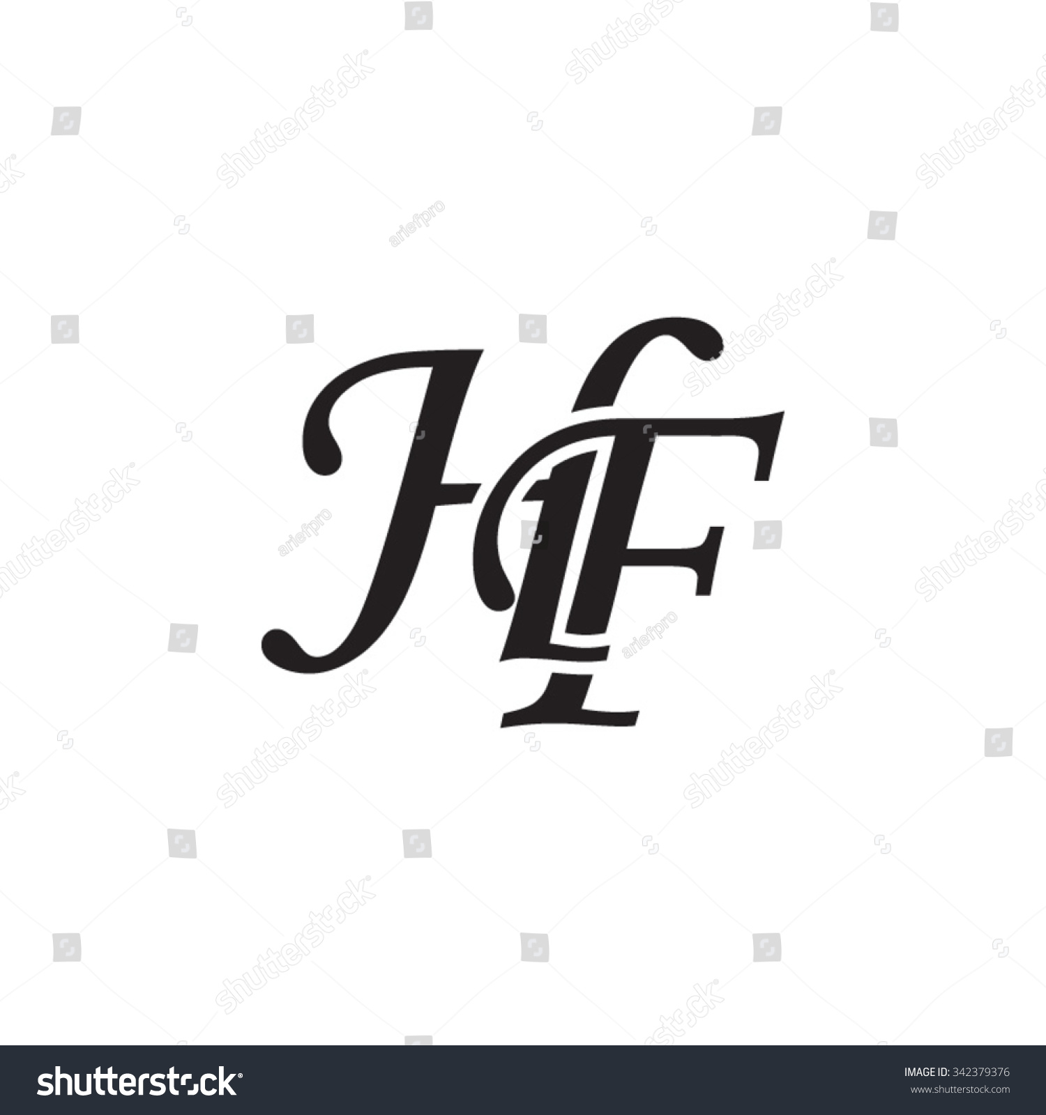 HF Initial Monogram Logo Stock Vector (Royalty Free) 342379376