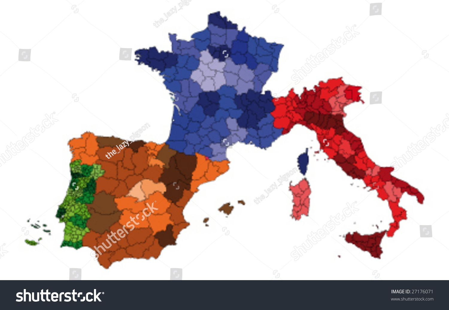 Hi Detailed Vector Map France Spain Stock Vector Royalty Free