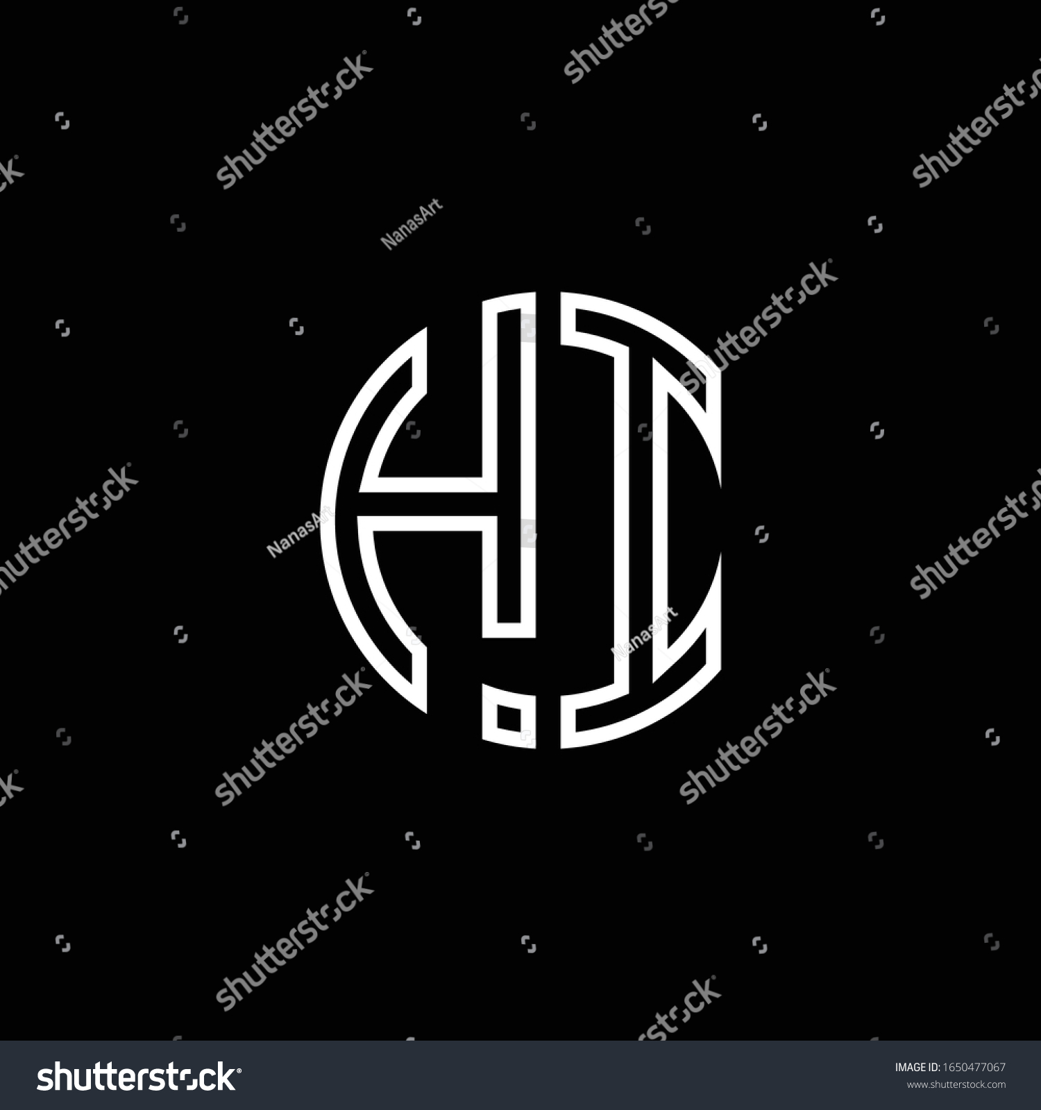 Hi Monogram Logo Circle Ribbon Style Stock Vector (Royalty Free ...