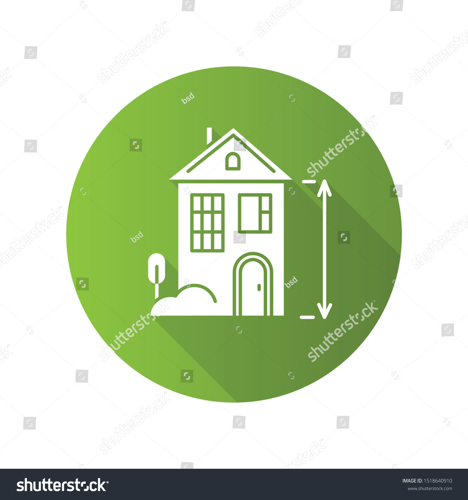 High Ceilings House Green Flat Design Stock Vector Royalty Free