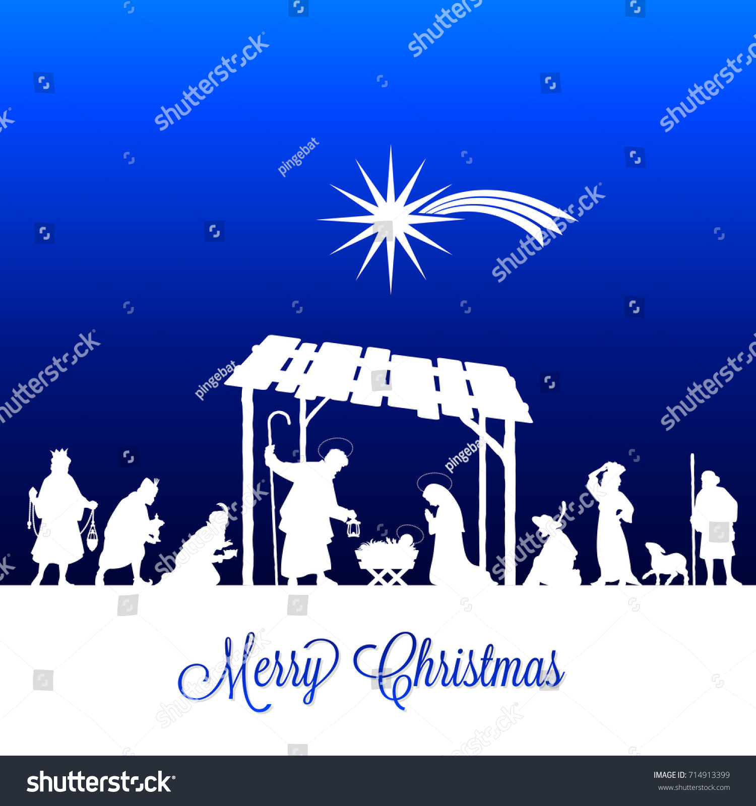 High Detail Vector Nativity Christmas Scene Stock Vector Royalty Free