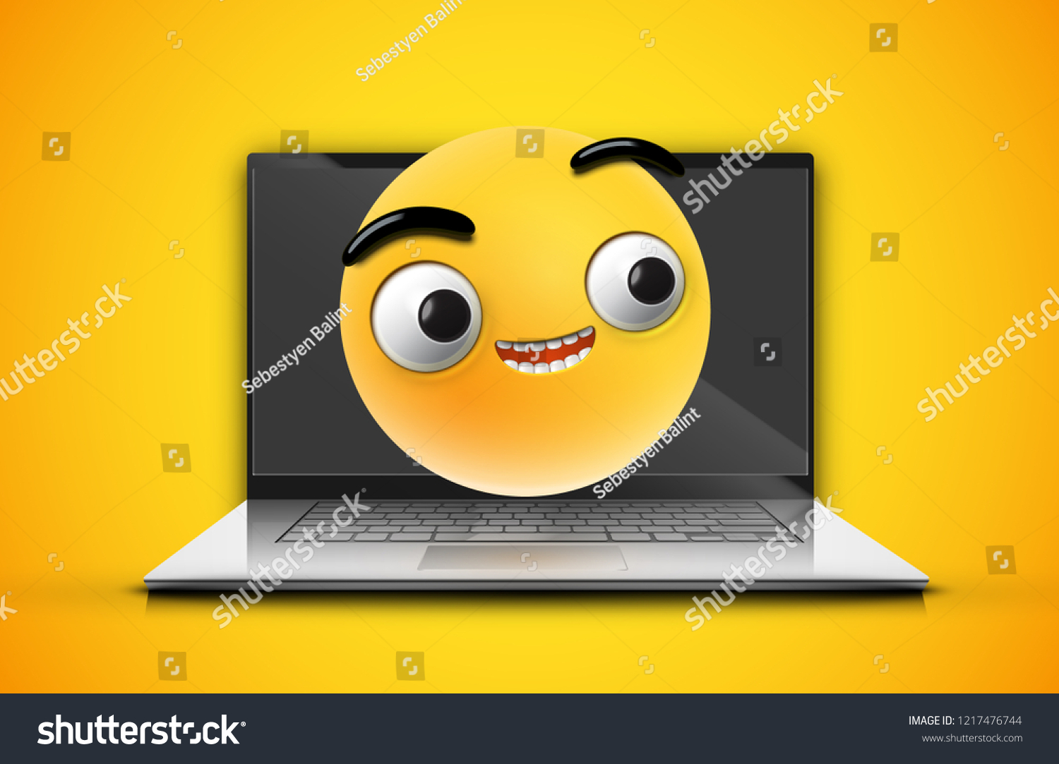 Highdetailed Emoticon On Notebook Screen Vector Stock Vector (Royalty ...