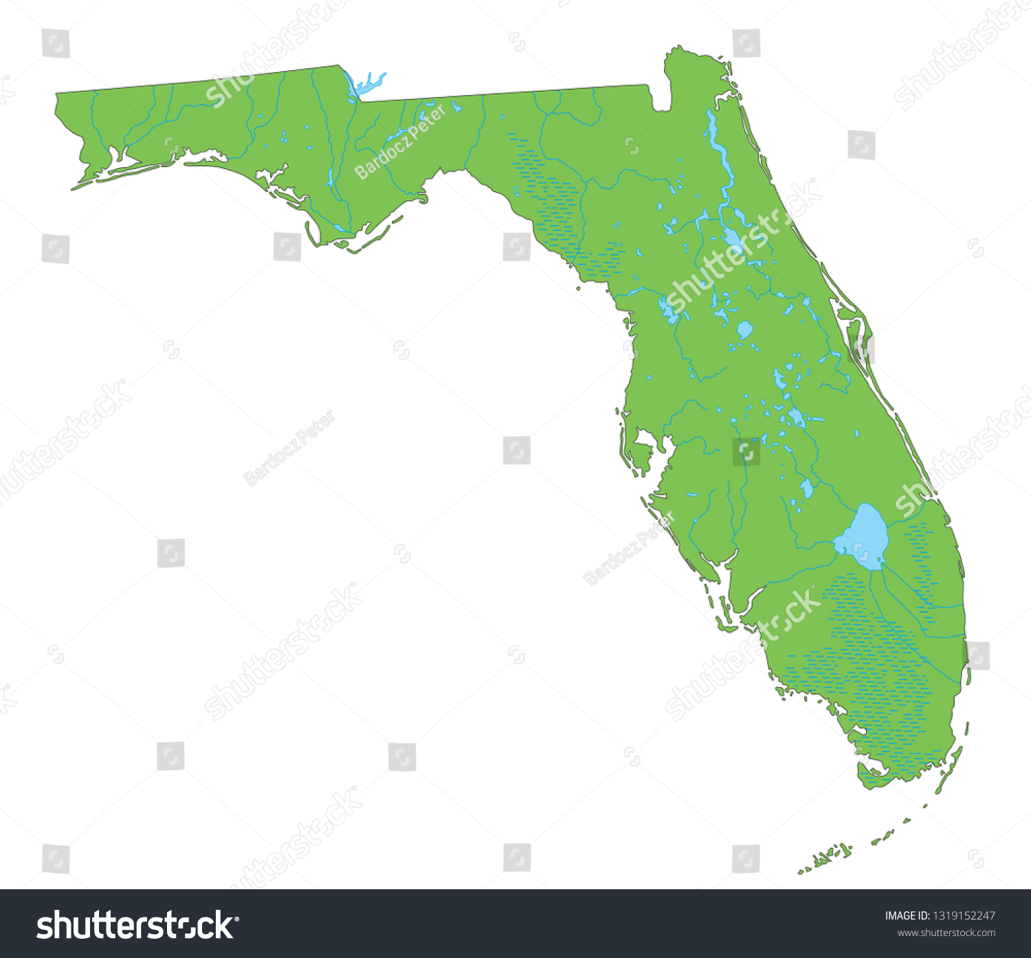 High Detailed Florida Physical Map Stock Vector (Royalty Free ...