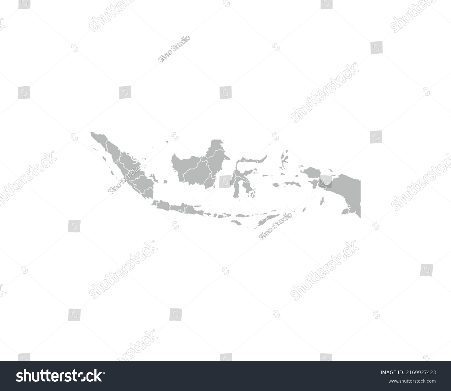 High Detailed Gray Map Indonesia On Stock Vector (Royalty Free ...