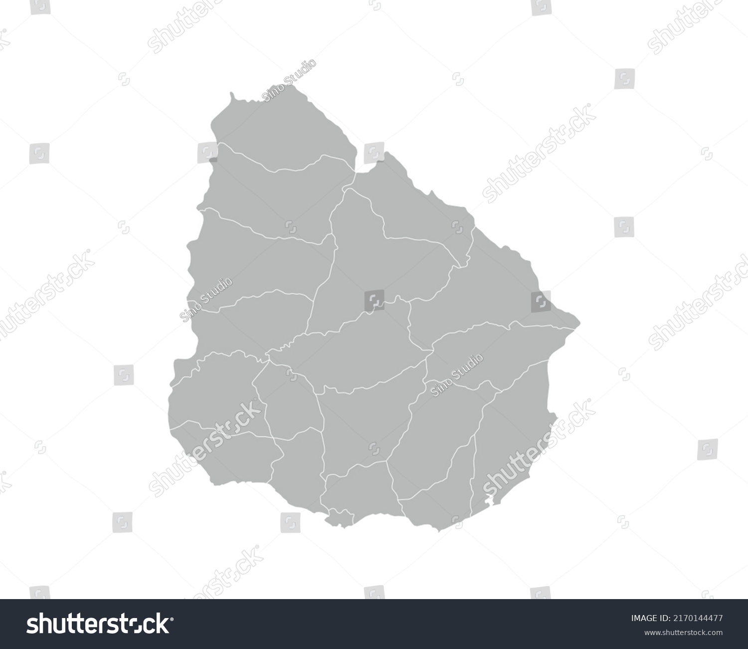 High Detailed Gray Map Uruguay On Stock Vector (Royalty Free ...