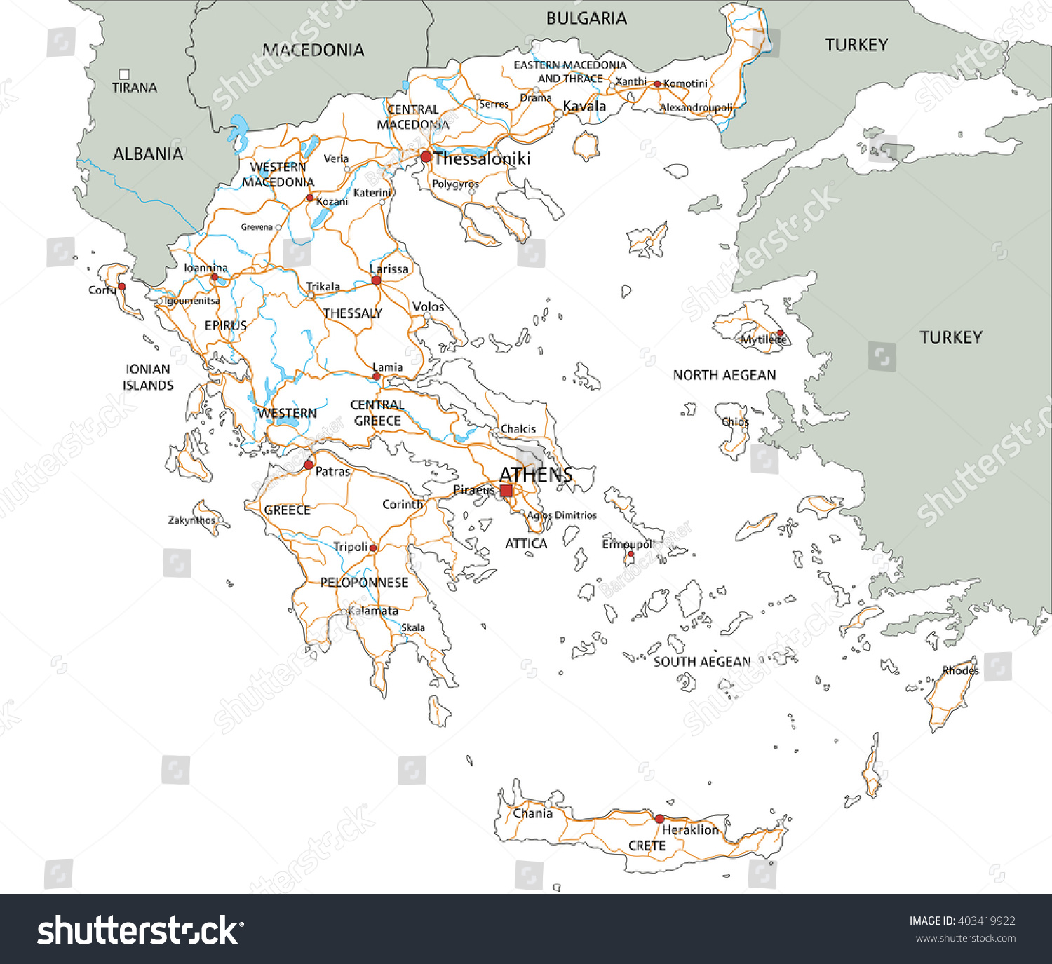 Road Map Of Greece High Detailed Greece Road Map Labeling Stock Vector (Royalty Free)  403419922 | Shutterstock