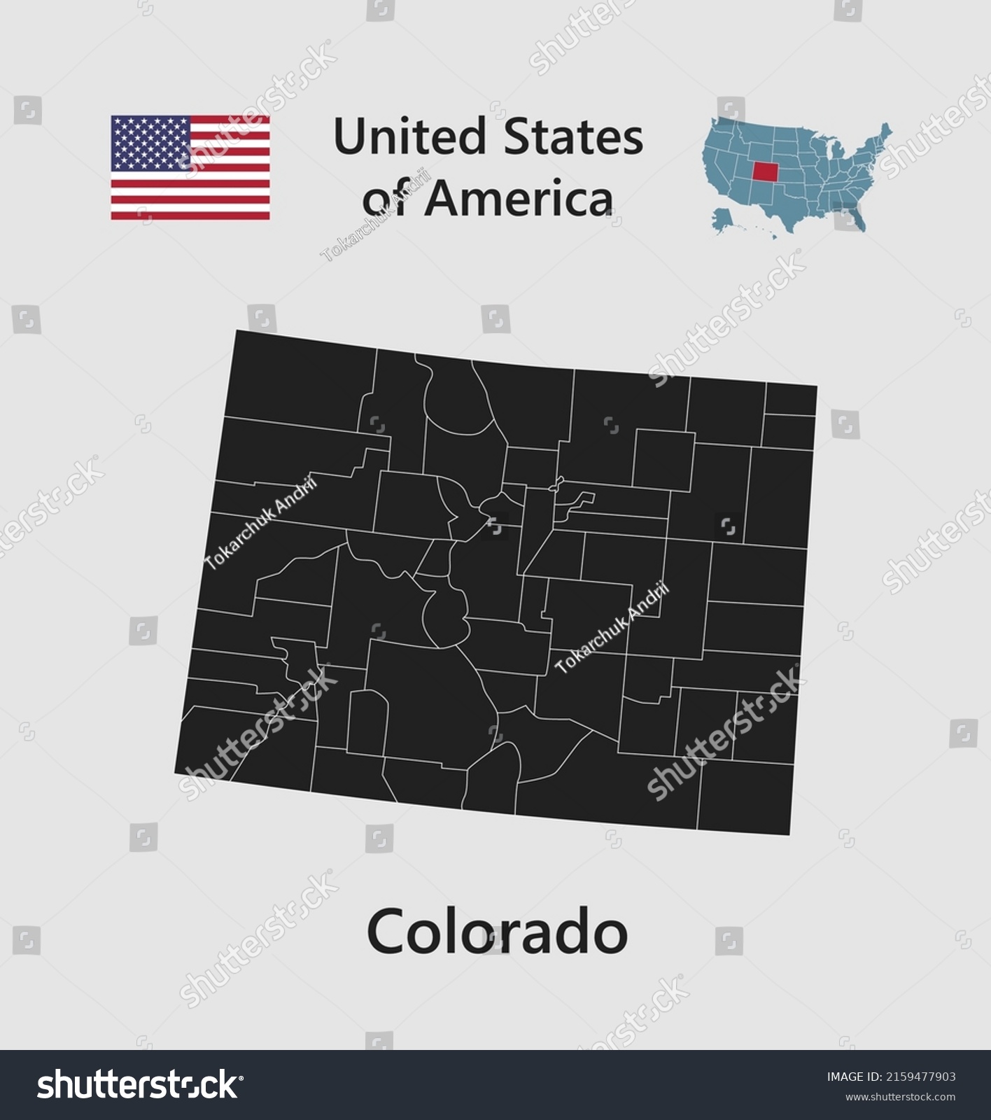 High Detailed Map State Colorado United Stock Vector Royalty Free Stock Vector High Detailed Map State Colorado United States Of America Illustration Divided On States Vector 2159477903
