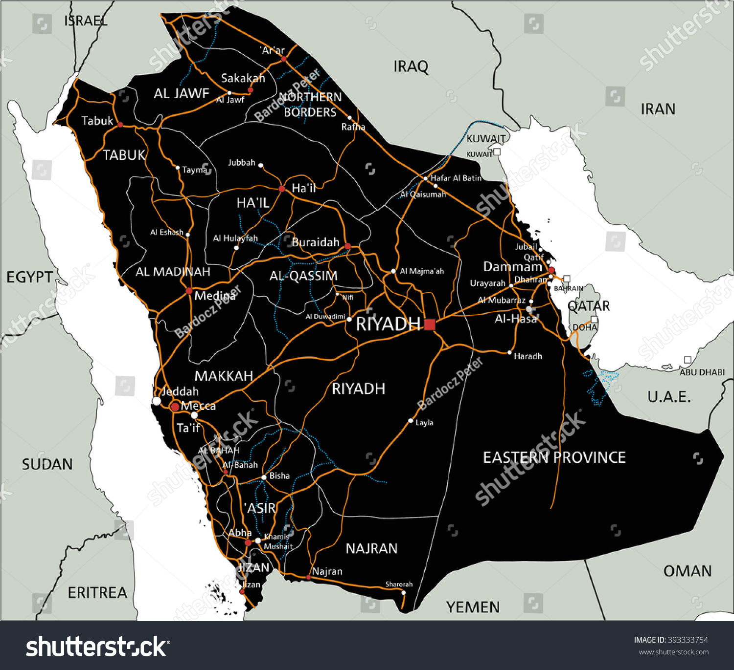 Saudi To India Road Map High Detailed Saudi Arabia Road Map Stock Vector (Royalty Free) 393333754 |  Shutterstock