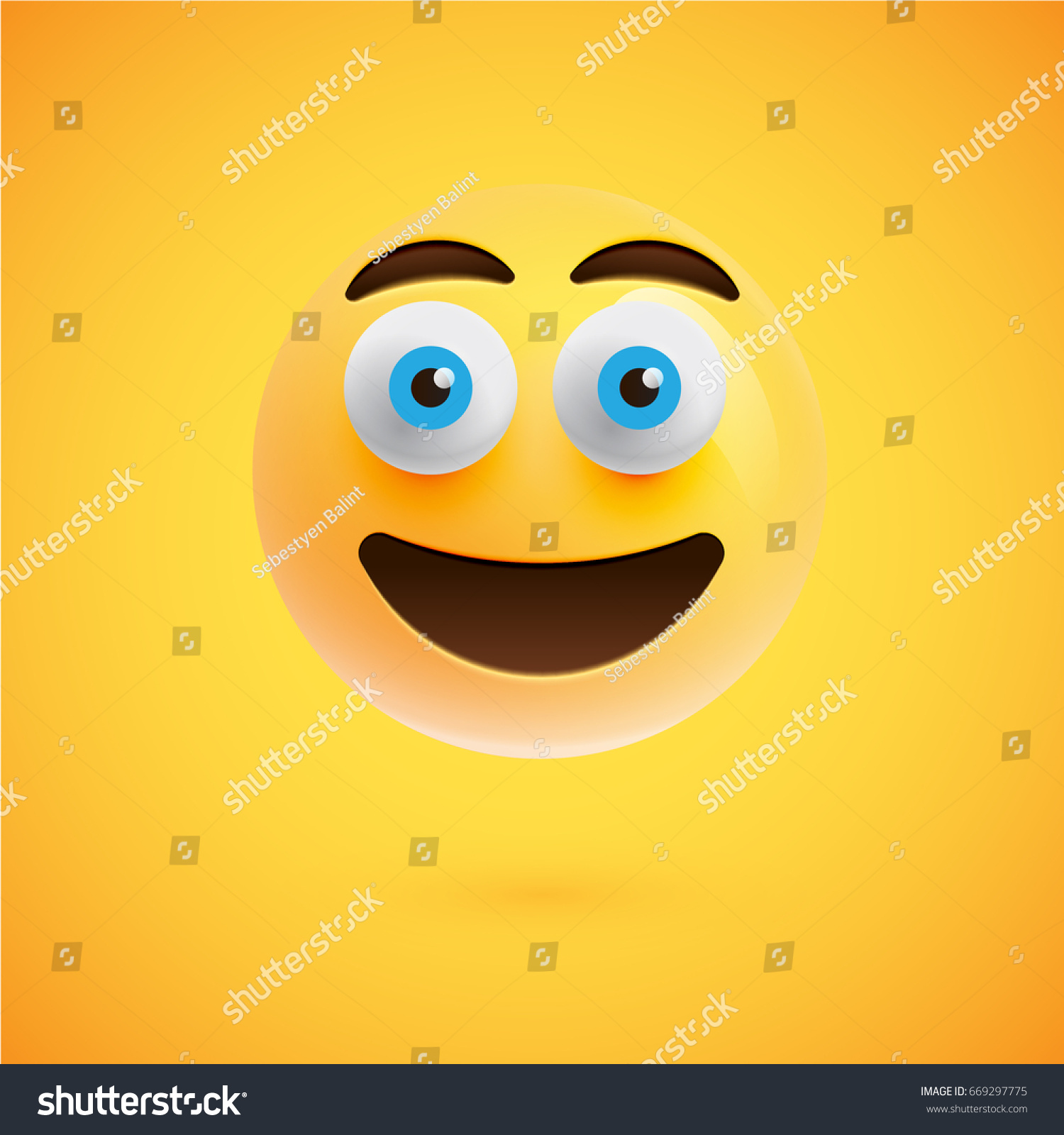 High Detailed Smiley On Yellow Background Stock Vector (Royalty Free ...