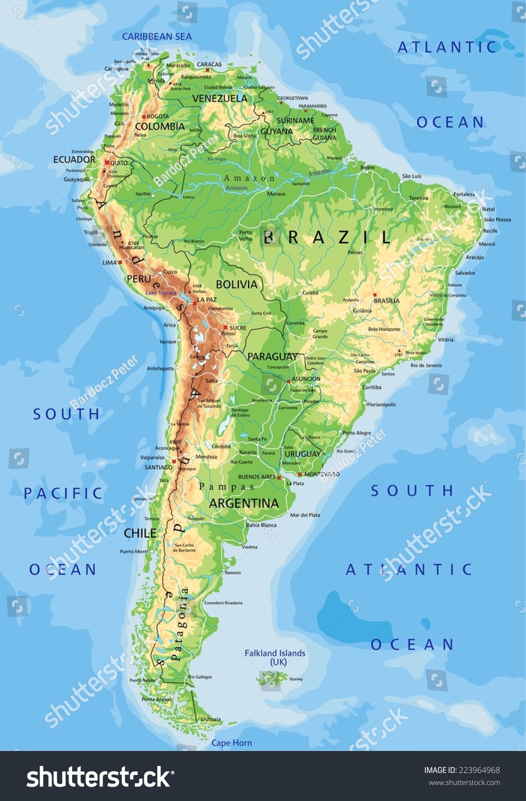 Physical Map Of South America - Map Of The United States