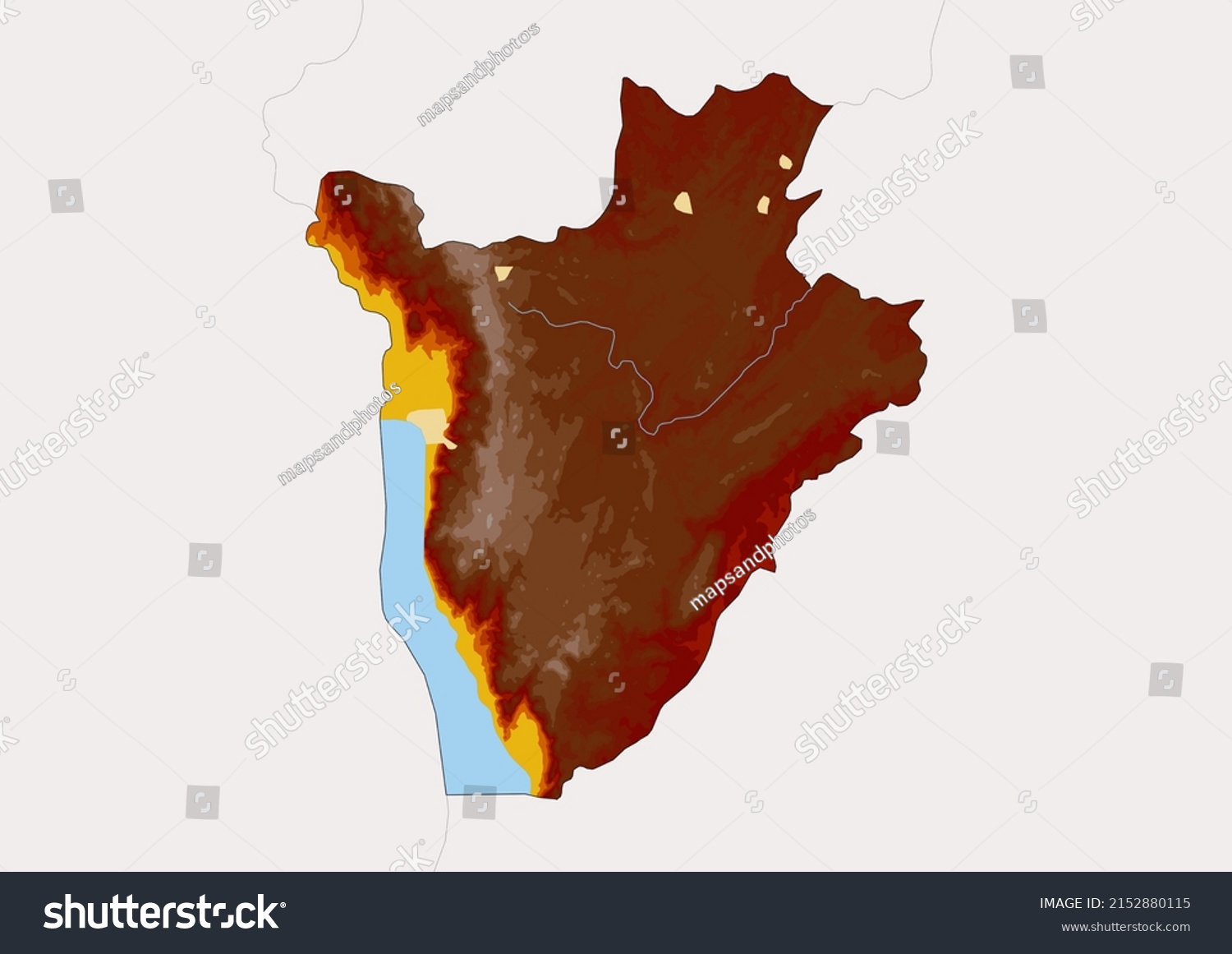 High Detailed Vector Burundi Physical Map Stock Vector Royalty Free   Stock Vector High Detailed Vector Burundi Physical Map Topographic Map Of Burundi On White With Rivers Lakes 2152880115 