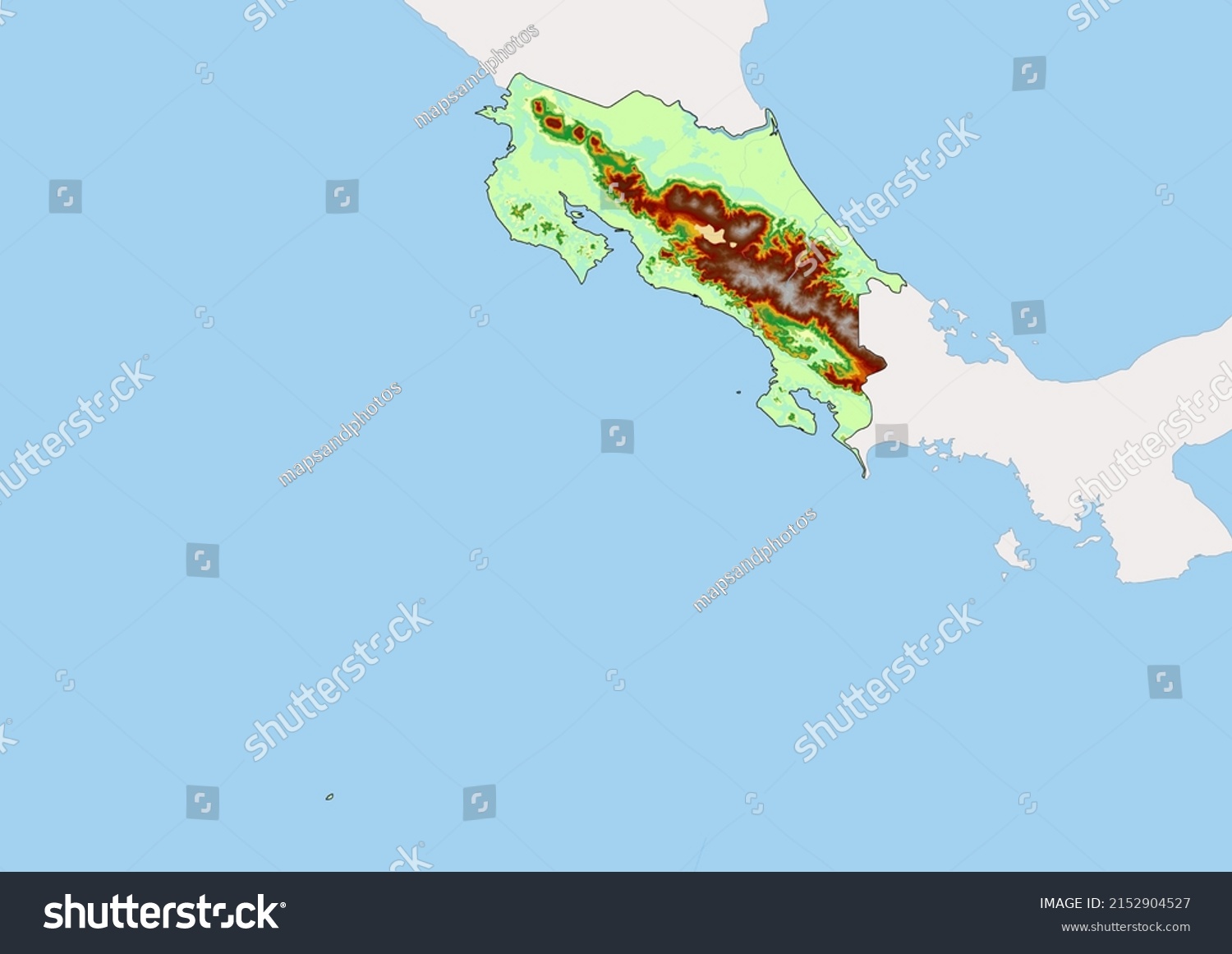 High Detailed Vector Costa Rica Physical Stock Vector (Royalty Free ...