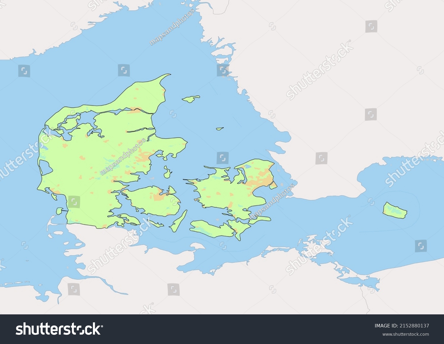 High Detailed Vector Denmark Physical Map Stock Vector Royalty Free Stock Vector High Detailed Vector Denmark Physical Map Topographic Map Of Denmark On White With Rivers Lakes 2152880137