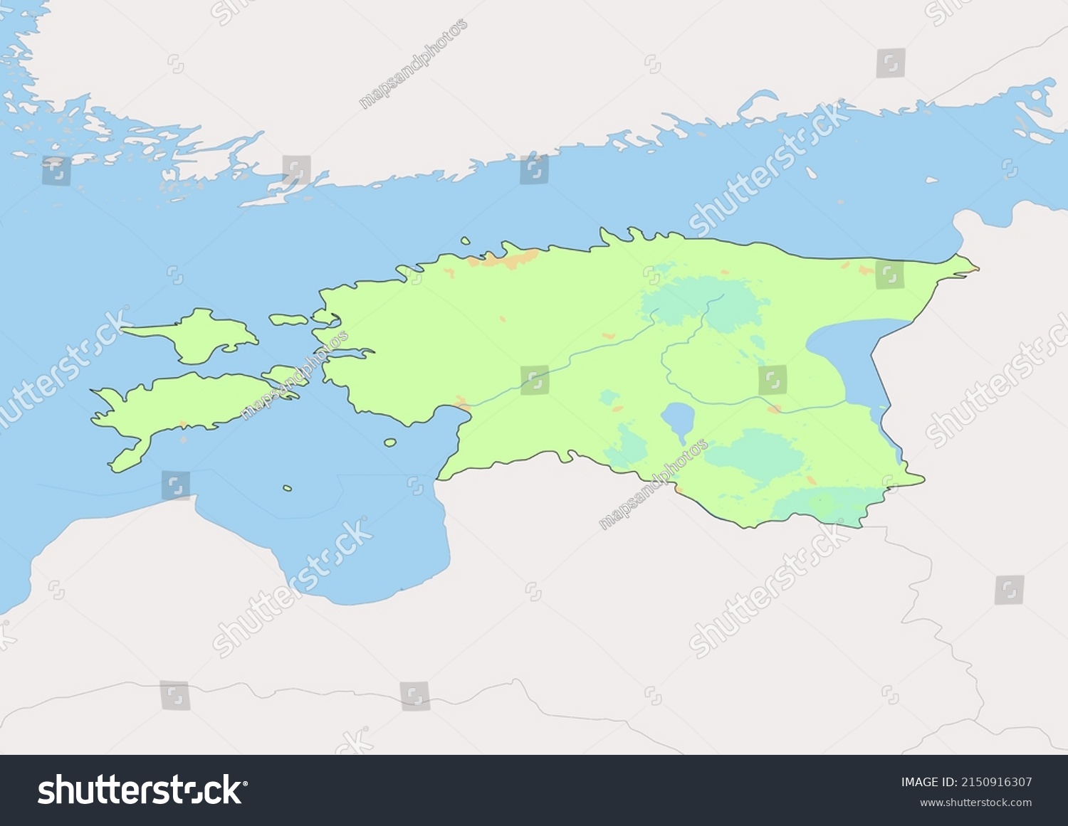 High Detailed Vector Estonia Physical Map Stock Vector Royalty Free Stock Vector High Detailed Vector Estonia Physical Map Topographic Map Of Estonia On White With Rivers Lakes 2150916307