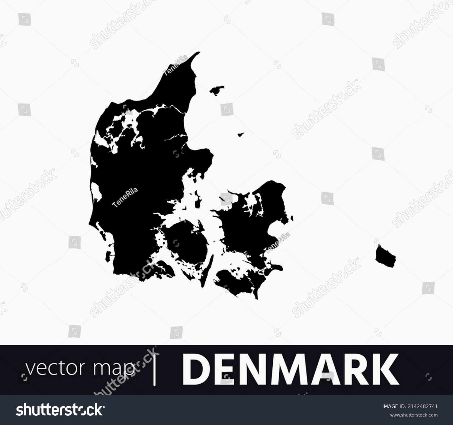 High Detailed Vector Map Denmark Stock Vector (Royalty Free) 2142482741