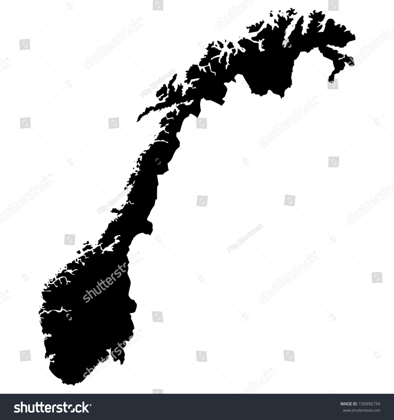 High Detailed Vector Map Norway Stock Vector Royalty Free 150996734 