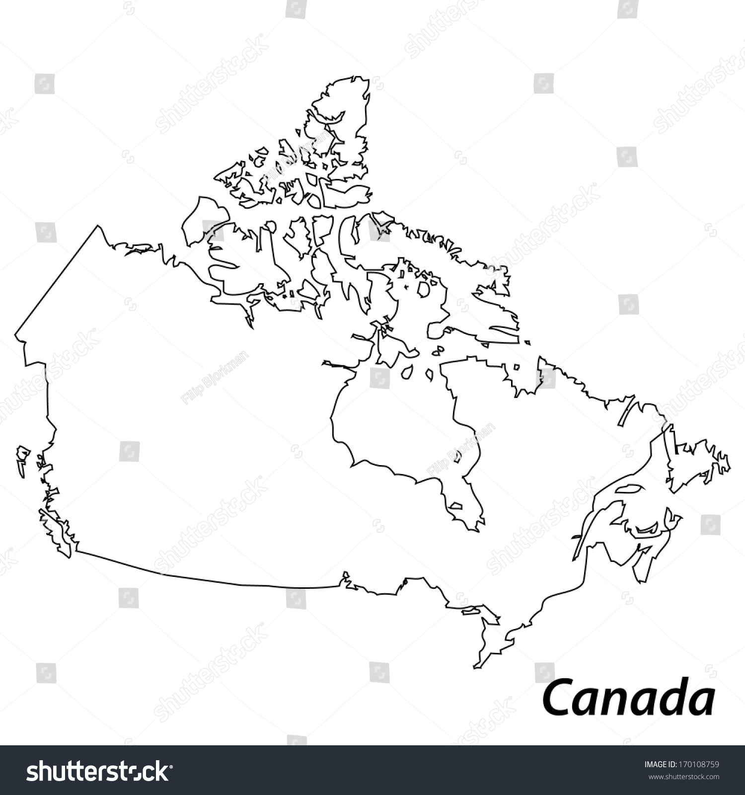 High Detailed Vector Map With Contour - Canada - 170108759 : Shutterstock