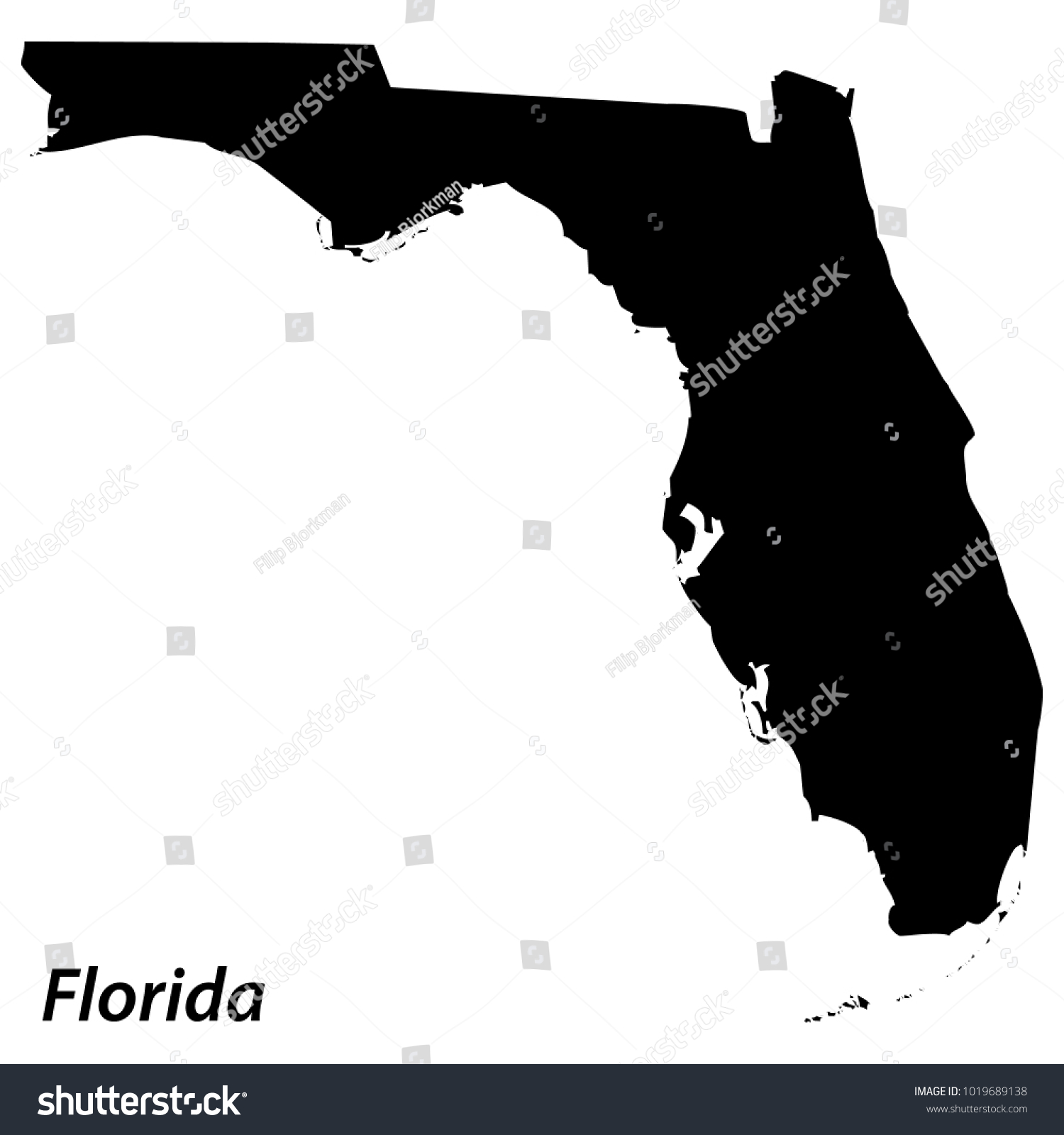 High Detailed Vector Map Contour Florida: เวกเตอร์สต็อก (ปลอดค่า