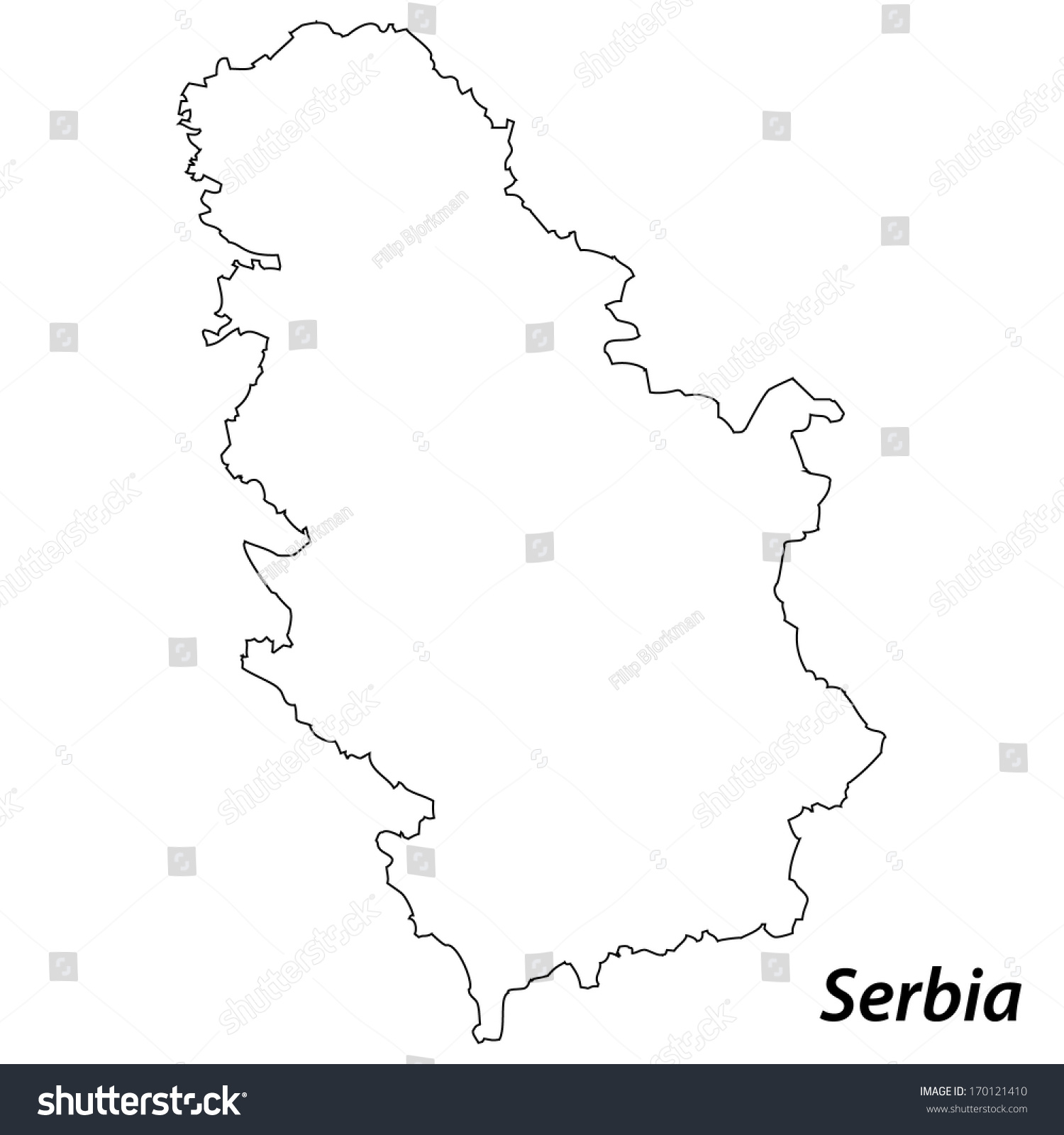 Vektor Stok High Detailed Vector Map Contour Serbia Tanpa Royalti Shutterstock