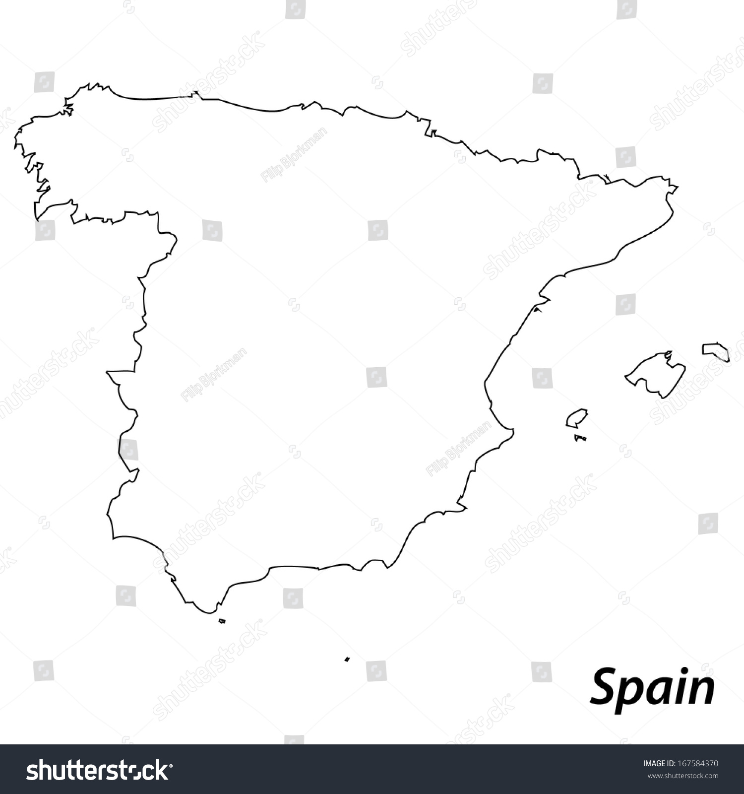 High Detailed Vector Map Contour Spain Stock Vector (Royalty Free ...