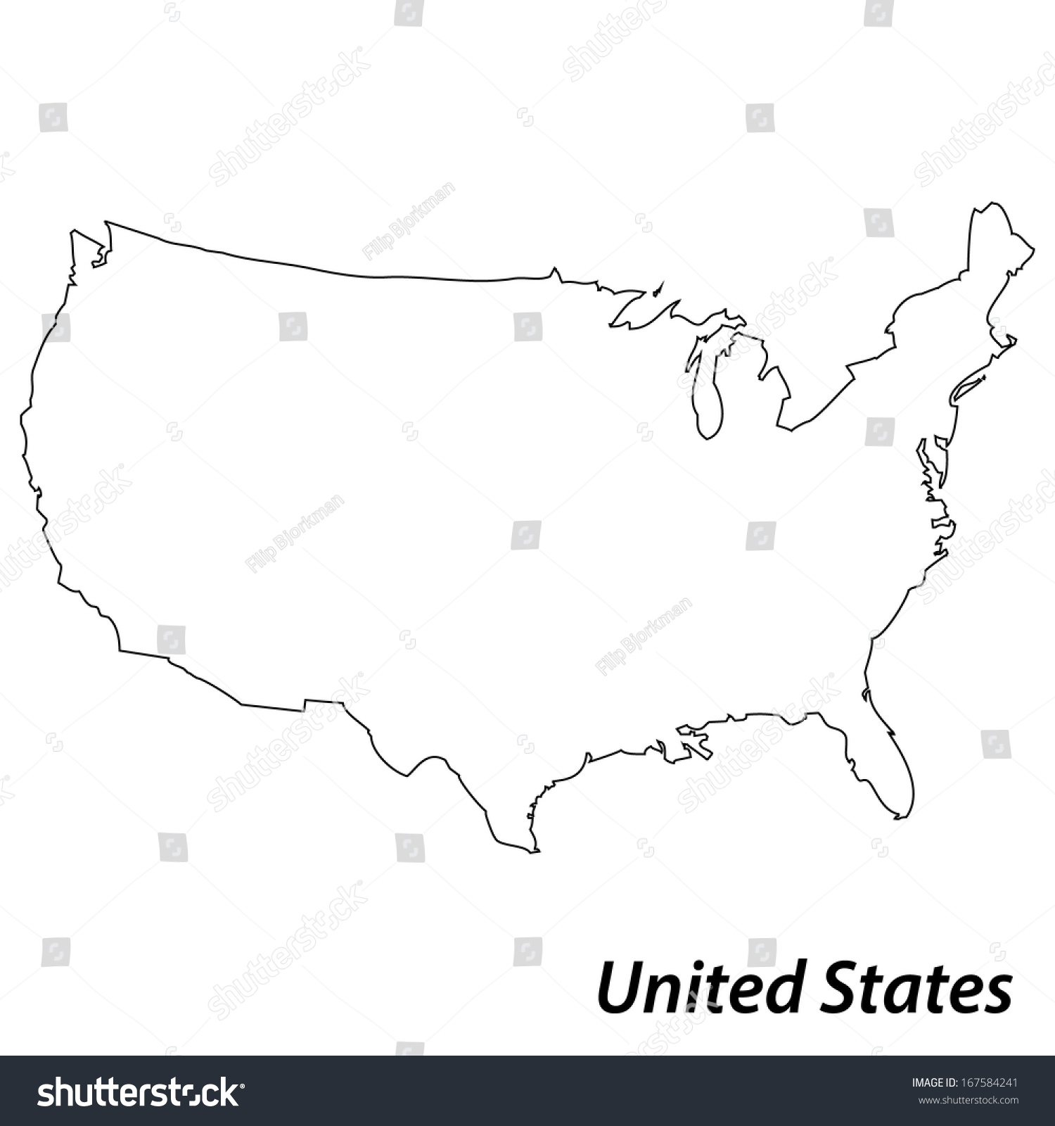 High Detailed Vector Map Contour United Stock Vector (Royalty Free ...