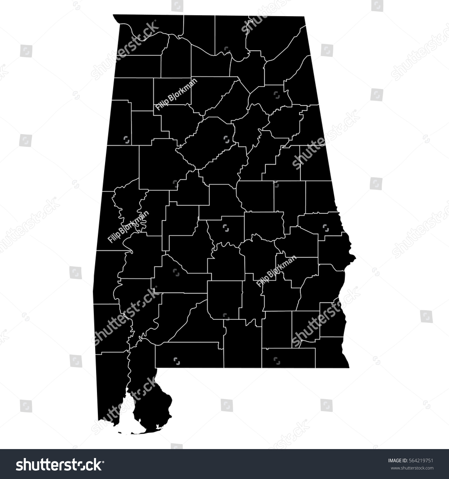 High Detailed Vector Map Counties Alabama Stock Vector (Royalty Free ...