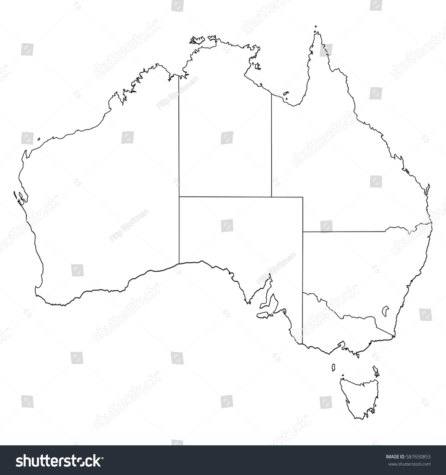 High Detailed Vector Map Countiesregionsstates Australia Stock Vector ...