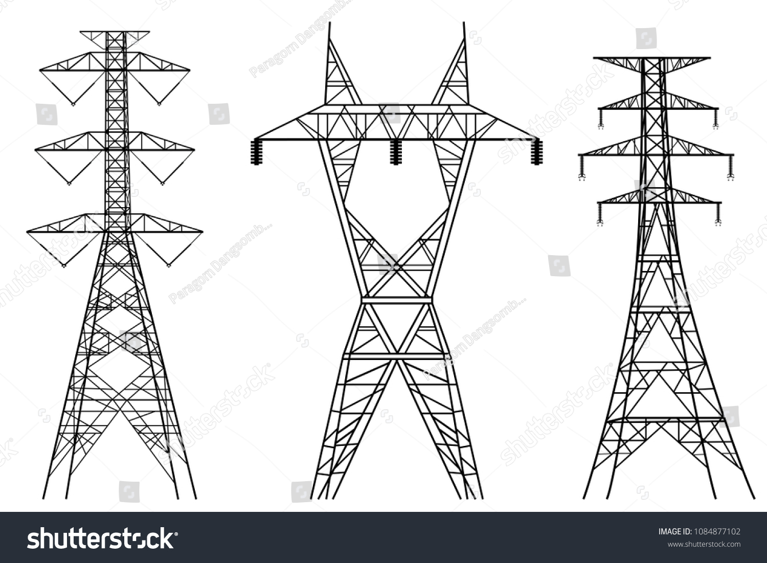 High Electric Tower Graphic Vector Stock Vector (Royalty Free) 1084877102