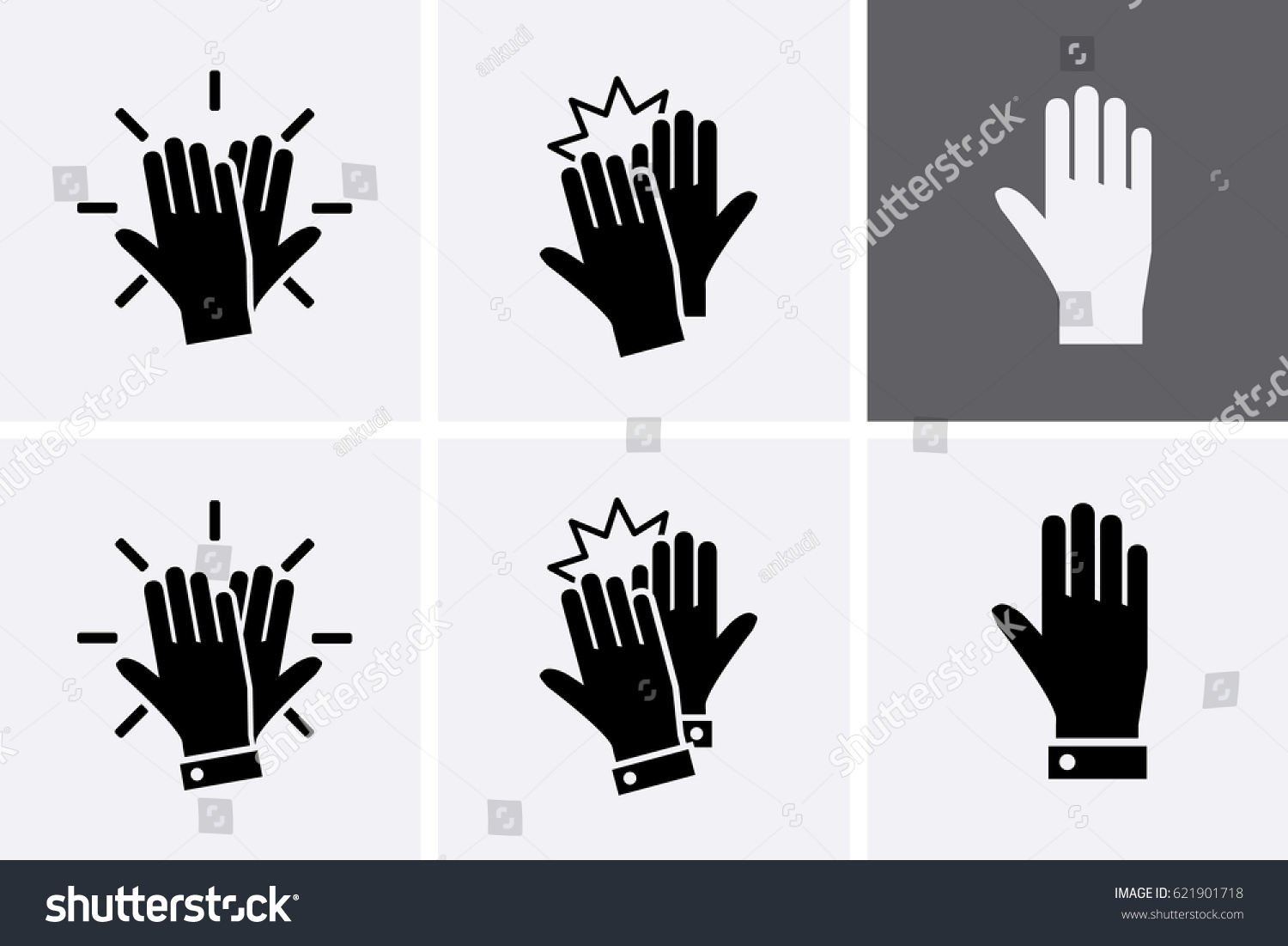 High Five Icon Set Vector Hands Stock Vector (Royalty Free) 621901718